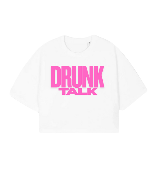 Drunk Talk (Prink Print) Crop Tee - Ladies