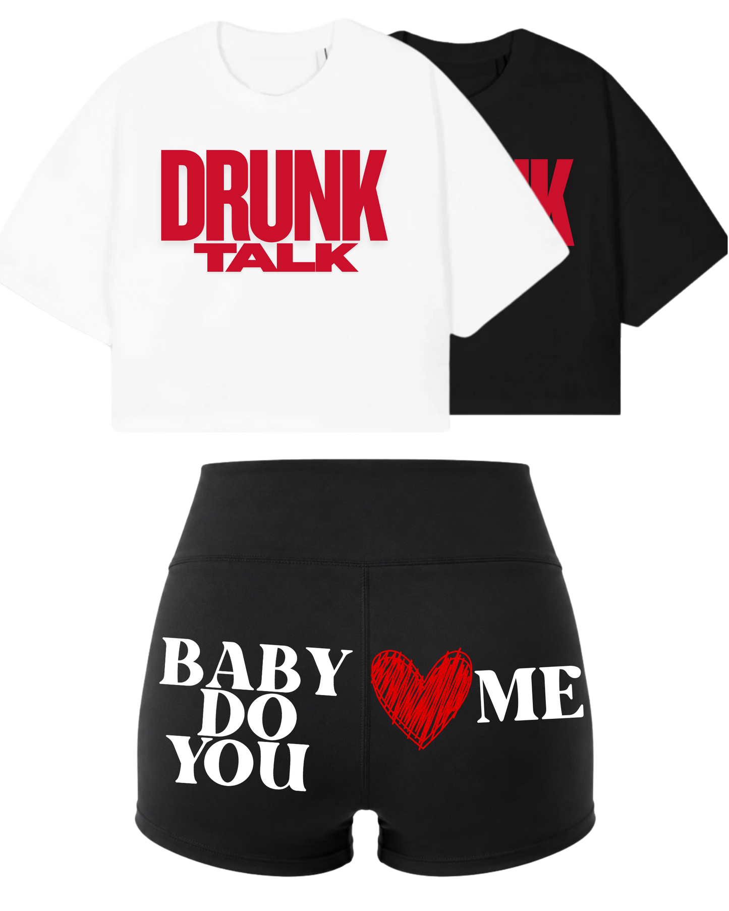 BDYLM High-Waist Booty Shorts (RED Heart)