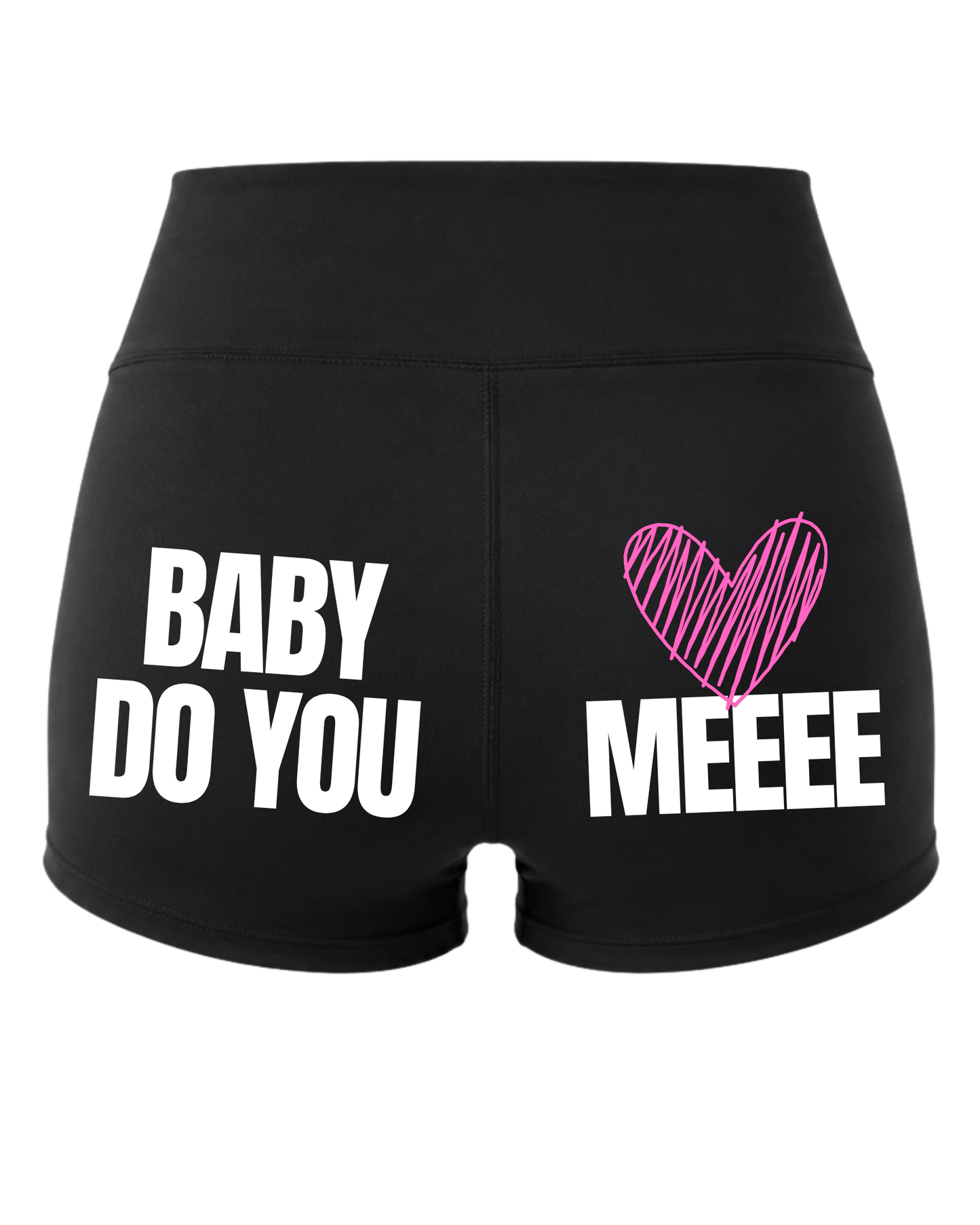 BDYLMEEEE High-Waist Booty Shorts (PINK Heart)