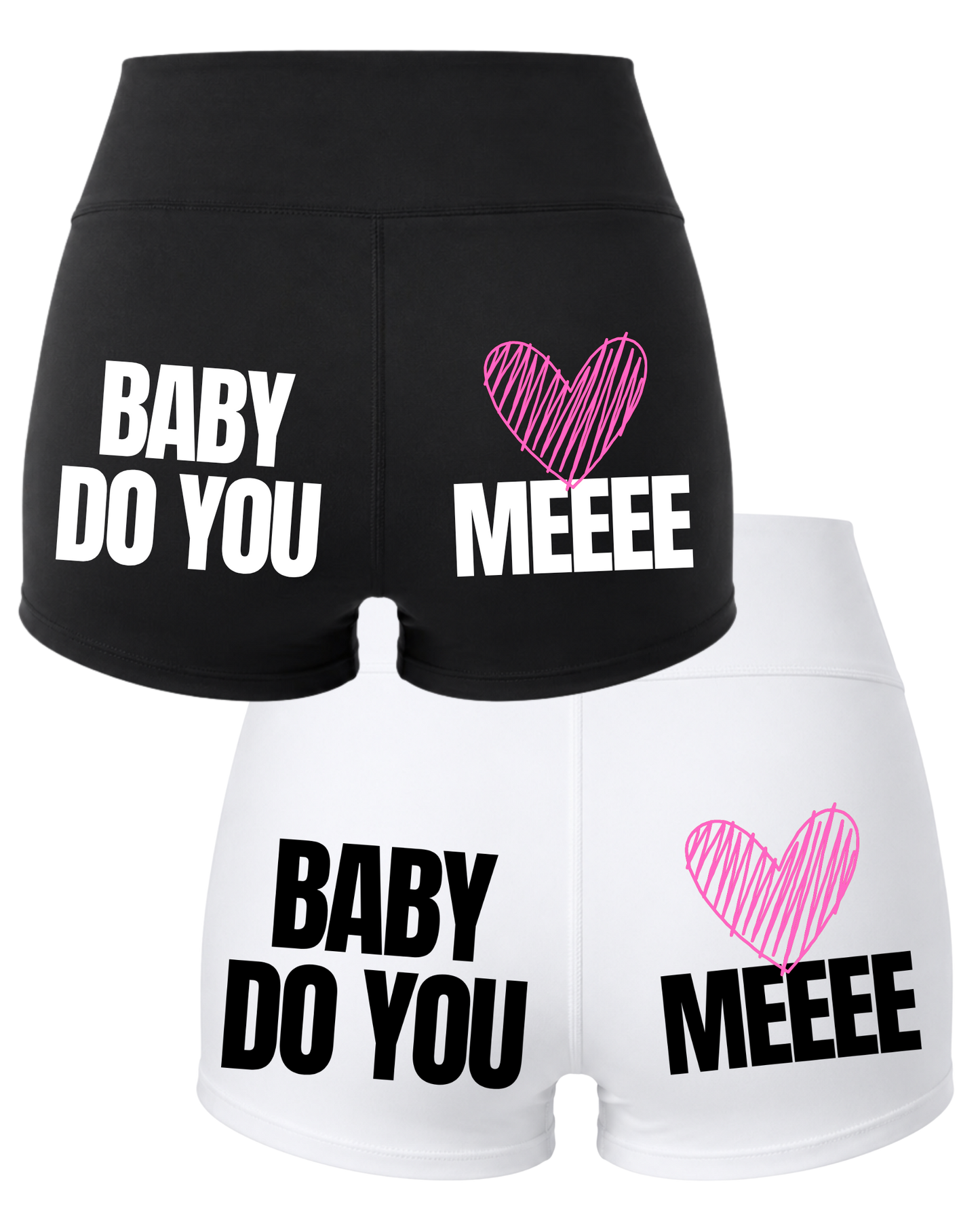 BDYLMEEEE High-Waist Booty Shorts (PINK Heart)