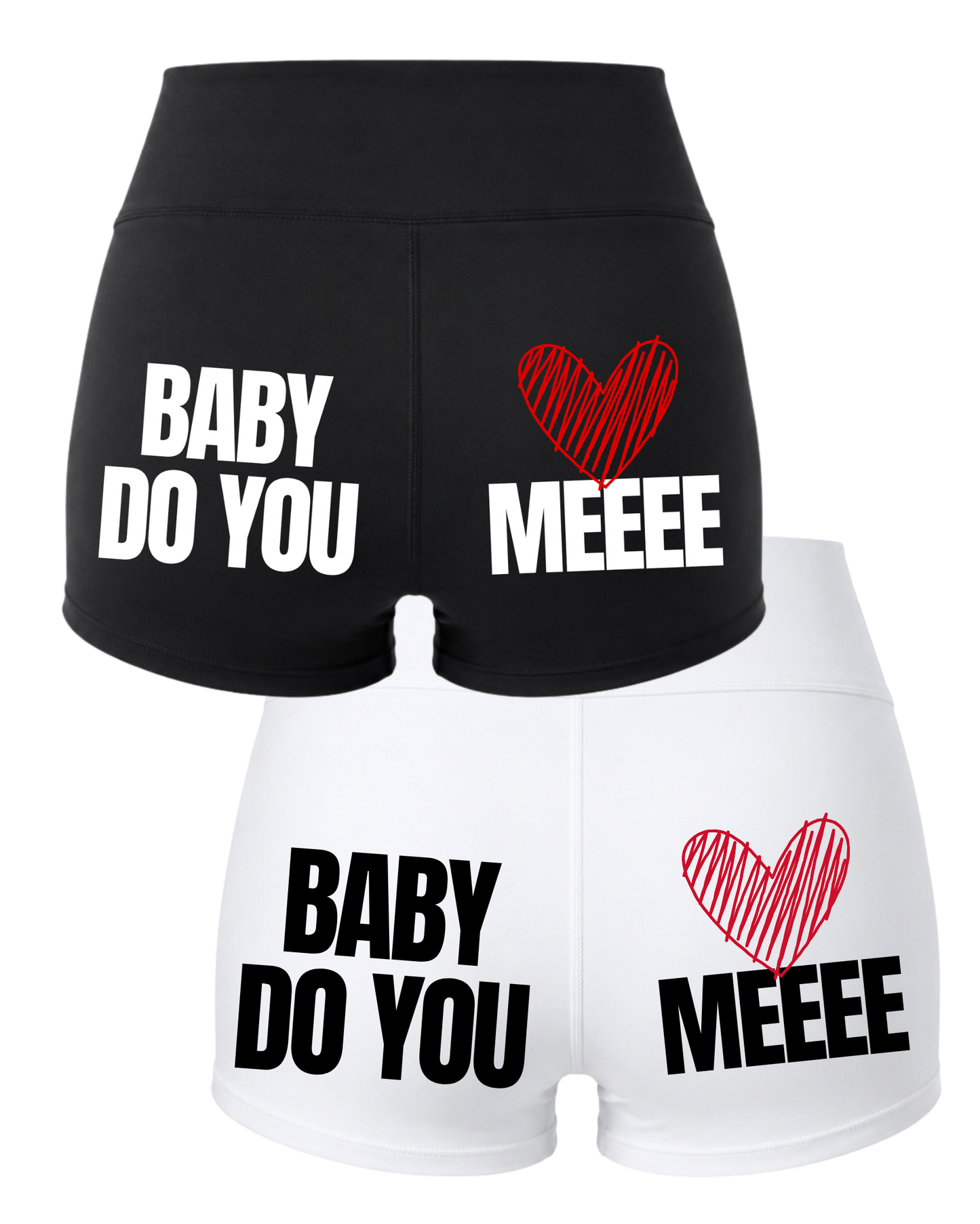 BDYLMEEEE High-Waist Booty Shorts (RED Heart)